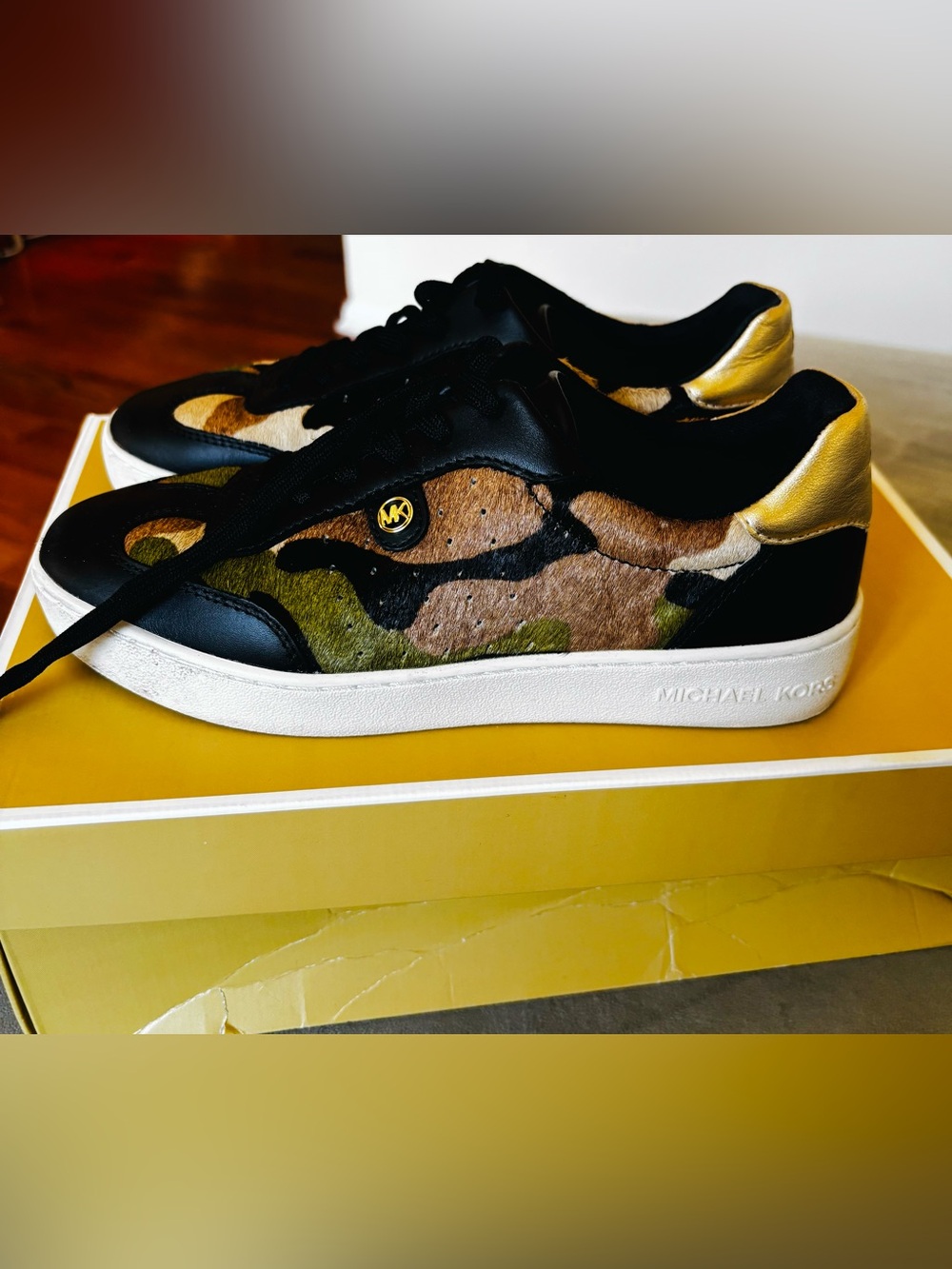 Michael Kors Women’s Camouflage Sneakers in Black, Brown & Gold
